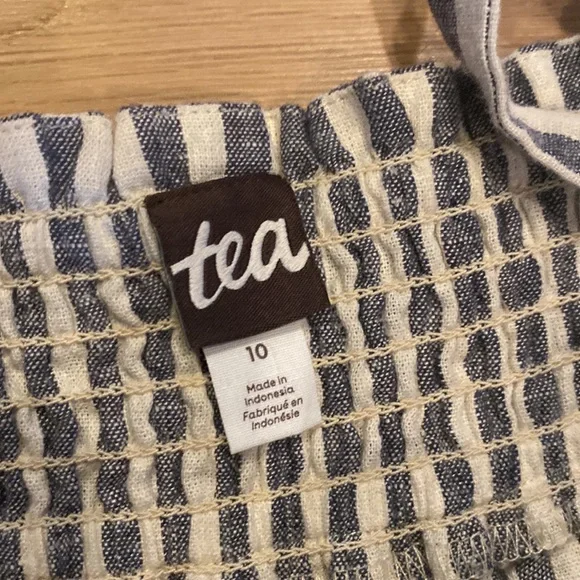 Tea Collection cotton linen striped culotte romper, size 10 - Picture 7 of 8